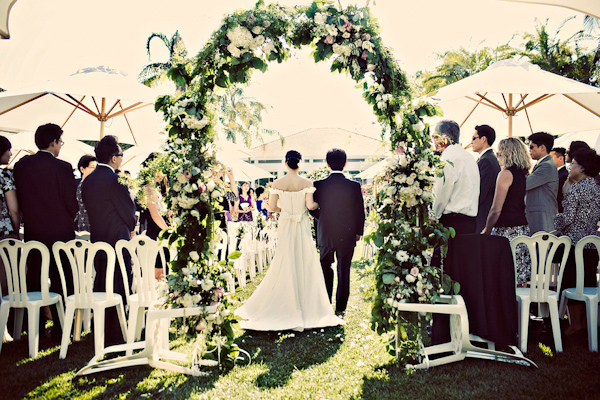 outdoor ceremony - bride walking down aisle - photo by Orange County wedding photographer Amelia Lyon 